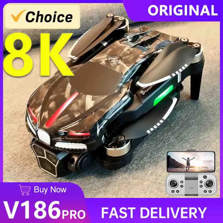 Drone 4K Professional 20km V186 Quadcopter HD Camera 8K Mini Drone 2024 RC Helicopter Obstacle Avoidance for kids Adults Aerial