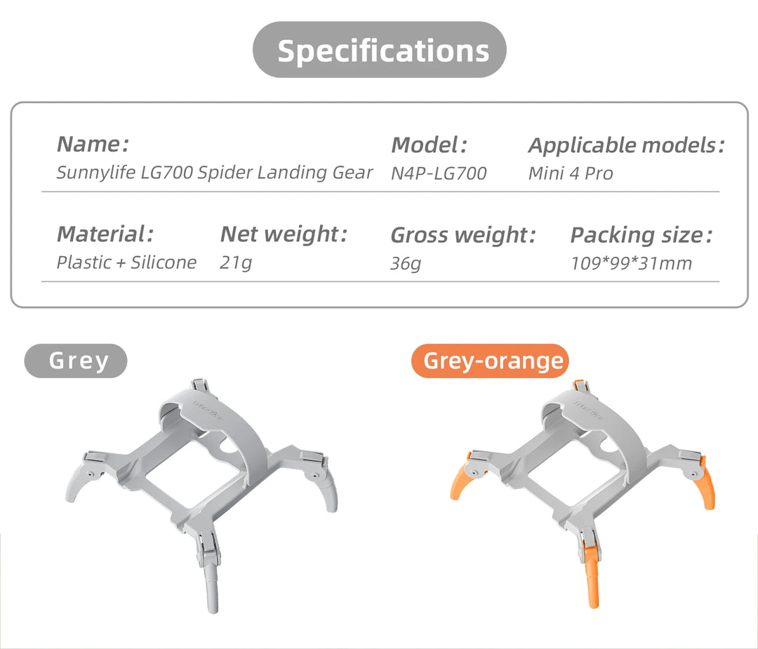 Drone Accessories for DJI Mini 4 Pro Landing Gear Expanded Increased Bracket Propeller Holder Guard Lens Cap Combo Set