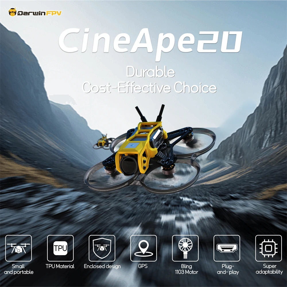 DarwinFPV CineApe20 2" Cinewhoop BNF - F411 15A ELRS Analog/O3 90mm 3S