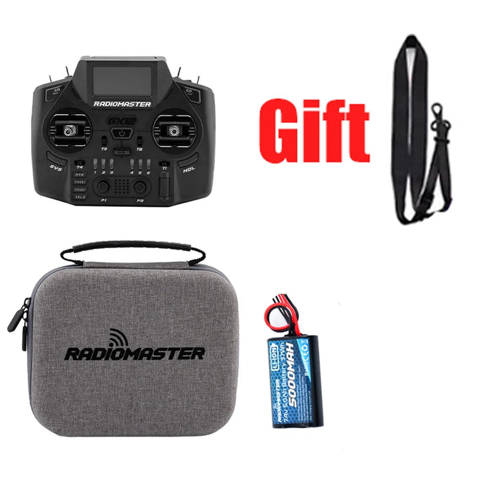 RadioMaster GX12 RC Radio Controller — Dual-Band ELRS Gemini-X, 2.4GHz/900MHz, EdgeTX, CNC Hall Gimbals, FCC