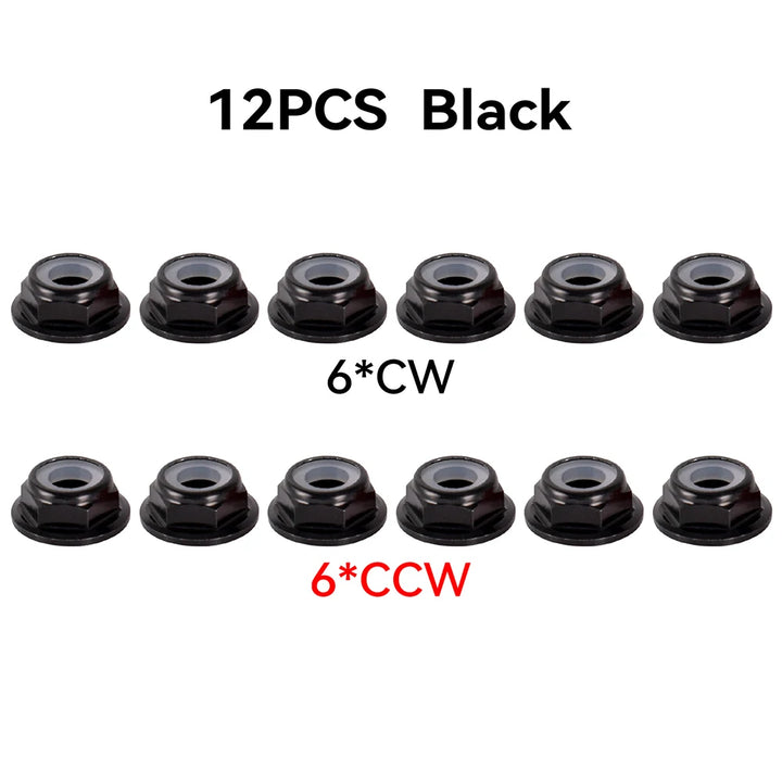 12pcs M5 Motor Screw Nuts Aluminum Alloy CW CCW Flange Nylon Insert Self-Locking Lock Nuts for RC FPV Racing Drone