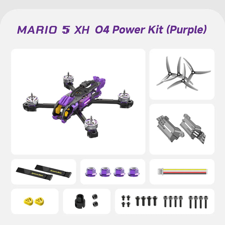 SpeedyBee Mario 5 FPV Drone — 5" Deadcat Carbon Fiber Frame, F405 V4 FC, DJI O4 Pro / DC / XH Power Kit Options