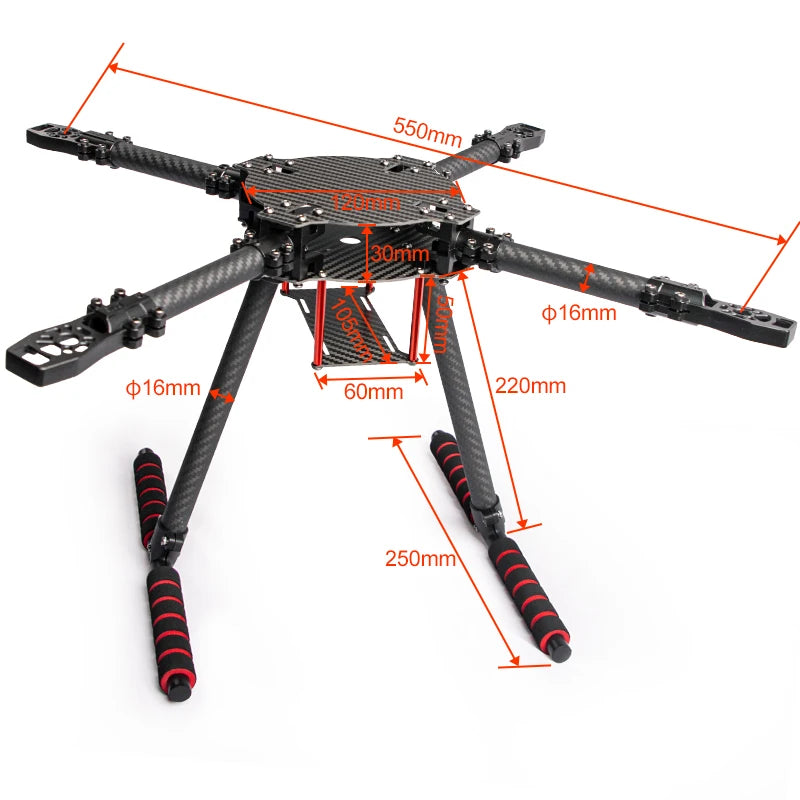 X400 X450 X500 X550 Carbon Fiber Quadcopter Frame Kit, 4-Axis FPV Training Drone for 8-13 Inch Propeller