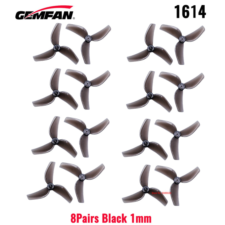 Gemfan 1614-3 40mm 3-Blade Micro Whoop Props 8 Pairs 1mm/1.5mm for 0802 Motors