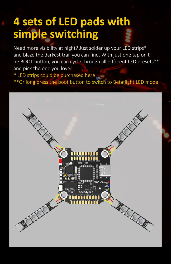 SpeedyBee F405 V3 30x30 Flight control + 50A BLS 4 in 1 ESC Fortinet