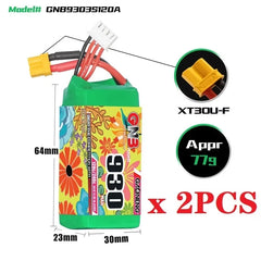 Gaoneng GNB 930mAh 120C/240C LiPo Battery XT30 — 2S / 3S / 4S / 6S for FPV Racing Drones