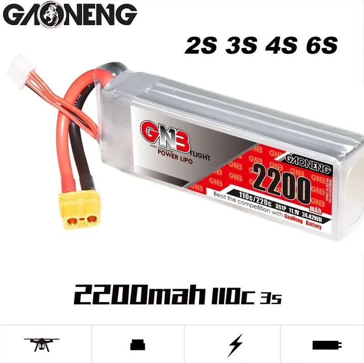 Gaoneng GNB 2200mAh 110C/220C LiPo Battery XT60 — 2S / 3S / 4S / 6S FPV Drone