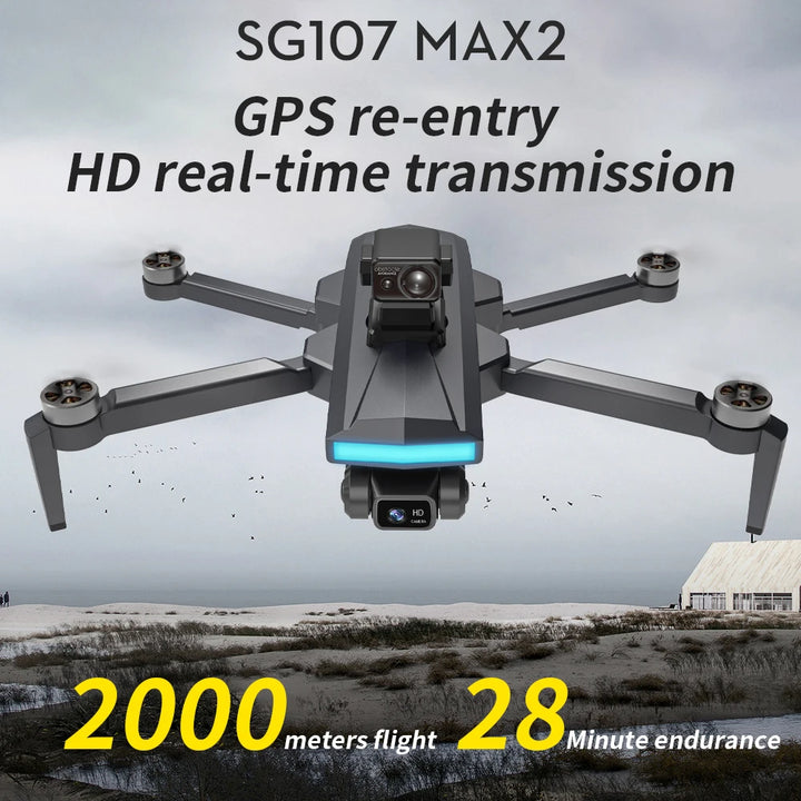 SG107MAX2 Mini Drone WIFI 4K HD Dual Camera FPV Optical Flow Gesture Control Quadcopter Profesional Rc Drone