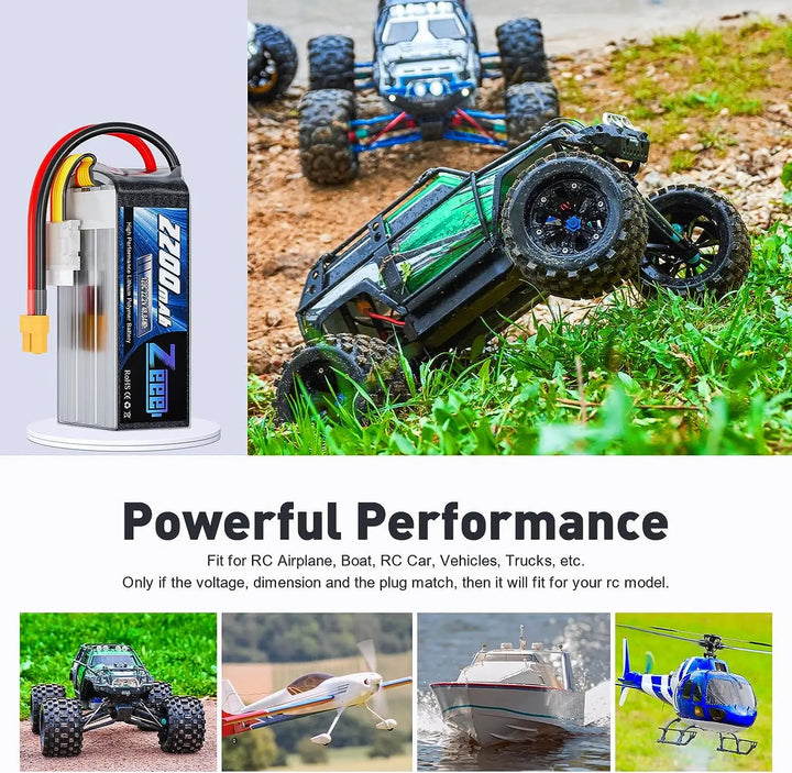 Zeee 6S 2200mAh Lipo Battery 22.2V 120C Softcase with XT60 Plug for RC Car Truck Tank RC Airplane FPV Drone Racing Hobby Battery