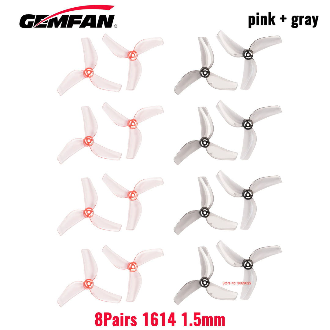 Gemfan 1614-3 40mm 3-Blade Micro Whoop Props 8 Pairs 1mm/1.5mm for 0802 Motors