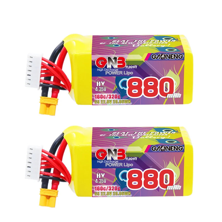 GNB 2S/3S/4S/6S/8S 160C LiPo Battery 2-Pack - 650/880/1100/1300/1400/1530/1630mAh XT60 FPV Racing Drone