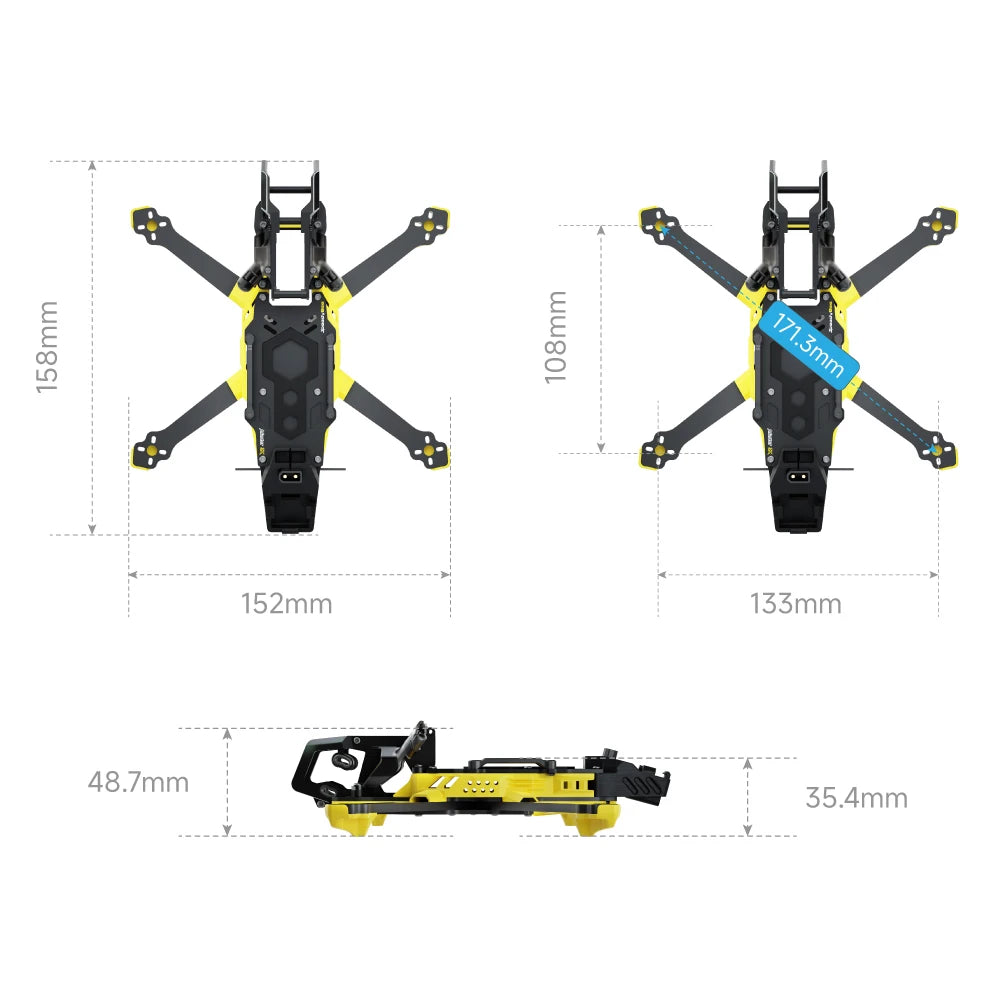 SpeedyBee Master3X 3-3.6 Inch FPV Drone Frame Modular Carbon Fiber Racing Freestyle Quadcopter Frame for RC Drone DIY