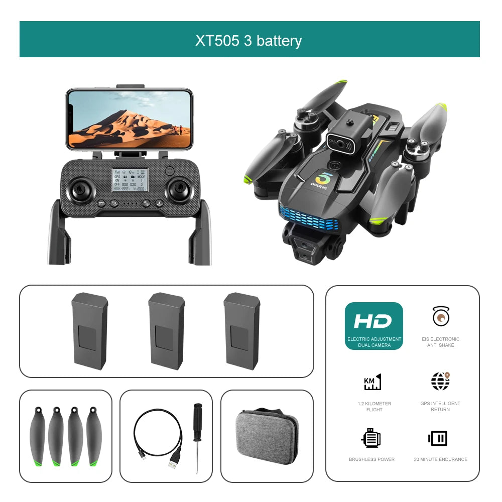 XT505 GPS Drone - 8K Dual Camera with 360° Obstacle Avoidance