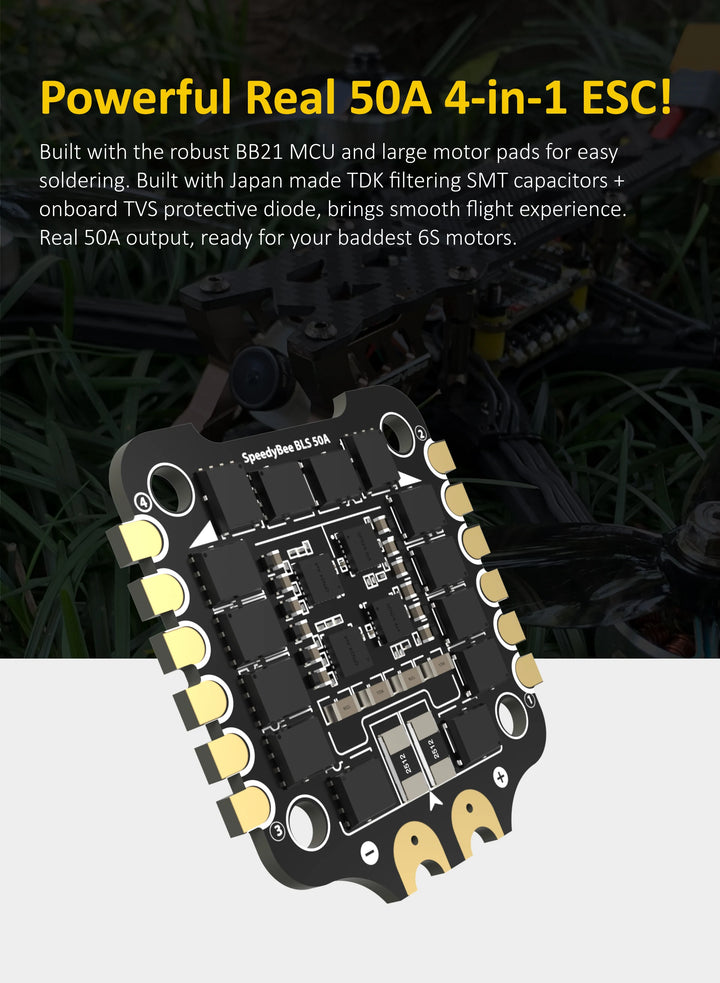 Speedybee F405 V3 50A Stack Fc Ecs Bmi270 30X30 Flight Controller Bls 4-In-1 Esc 3-6S Lipo For Rc Fpv Drone Runcam