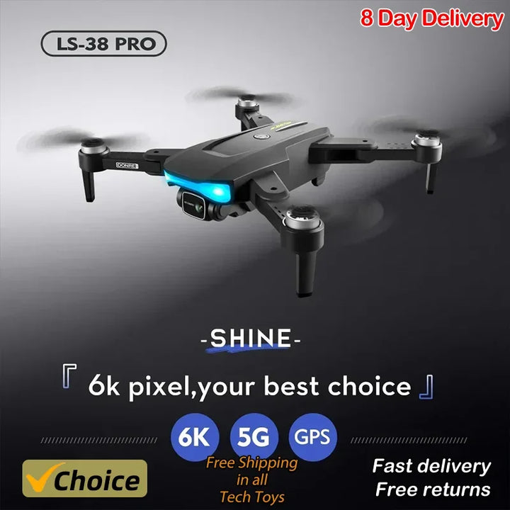 LS38 GPS 5G Drone with 8K HD Dual Camera Professional HD Dual Camera Brushless Motor FPVWIFI Remote Control Foldable Quadcopter