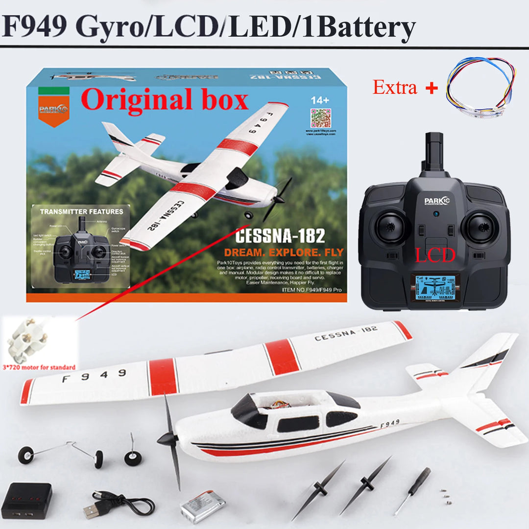 C0 WLtoys 2.4G F949 LCD Version RC Airplane Cessna 182 3D6G 3Ch Fixed Wing Plane Outdoor Drone RTF With Gyroscope And Night