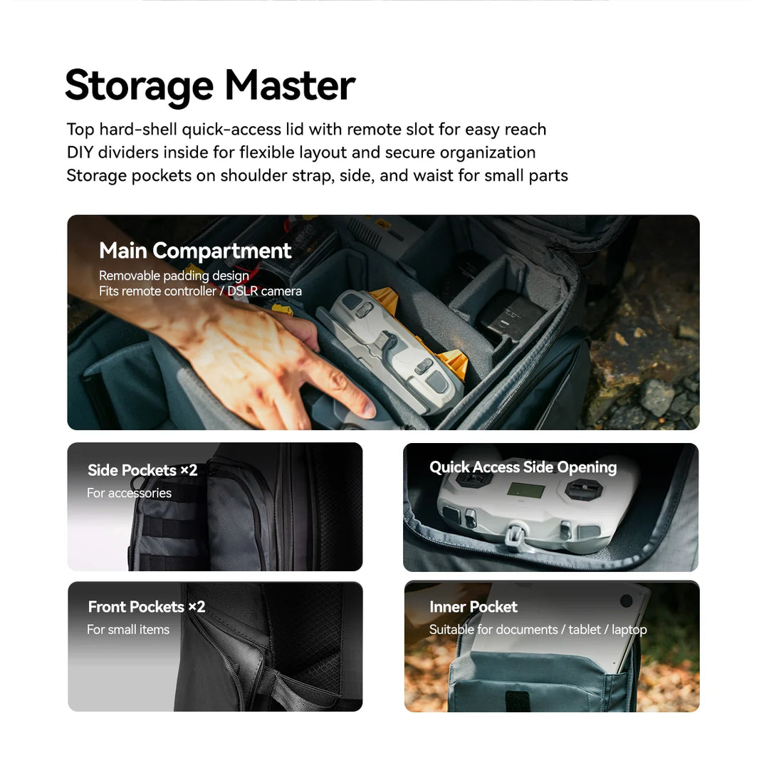 FPV Drone Backpack V2 540X380X220mm 35 Liter Volume Resizable Compartments Ntegrated RGB Light Strips For FPV Drone Goggles