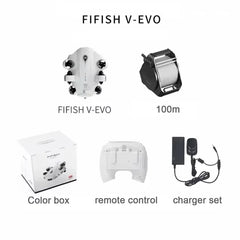 QYSEA FIFISH V-EVO Underwater ROV — 4K/60fps, 166° FOV, 360° Omnidirectional, AI Vision Lock, 5000 Lumen LEDs, 100m Cable