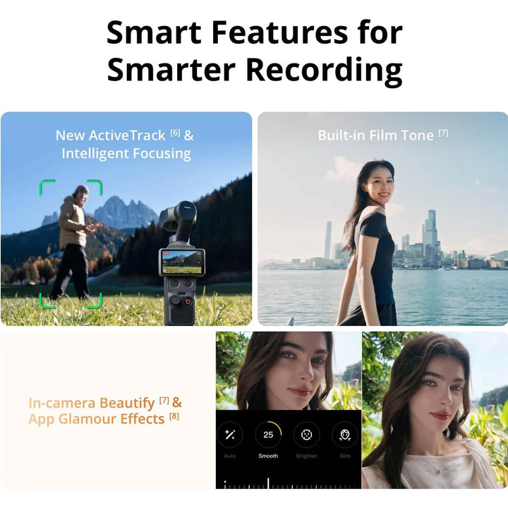 DJI Osmo Pocket 4 Standard Combo — 1" CMOS, 4K/240fps, 3-Axis Gimbal, ActiveTrack 7.0, 2× Lossless Zoom, 107GB, 2" Rotatable Screen