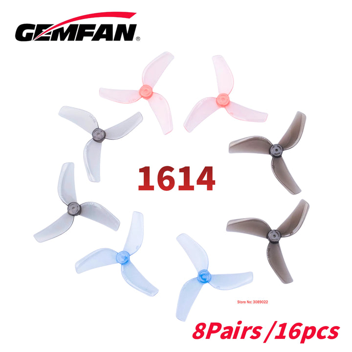 Gemfan 1614-3 40mm 3-Blade Micro Whoop Props 8 Pairs 1mm/1.5mm for 0802 Motors