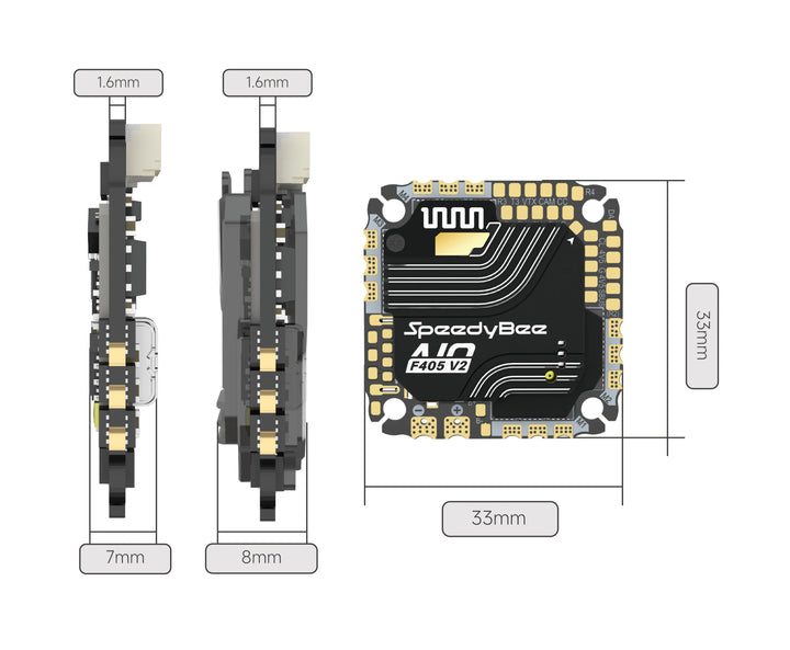 SpeedyBee F405 AIO V2 Flight Controller - 35A/40A 8Bit 25.5x25.5mm 3-6S FPV Racing Drone