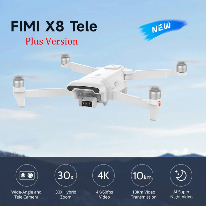 FIMI X8 Tele Dual lens 2024 New Drone 4K 60fps AI Super Night Video Gimbal Smart Tracking Pro Drone