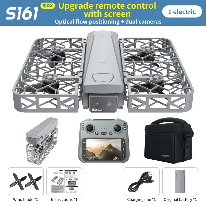 S161 MAX Drone - 4K HD Dual Camera with Screen & Brushless Motor