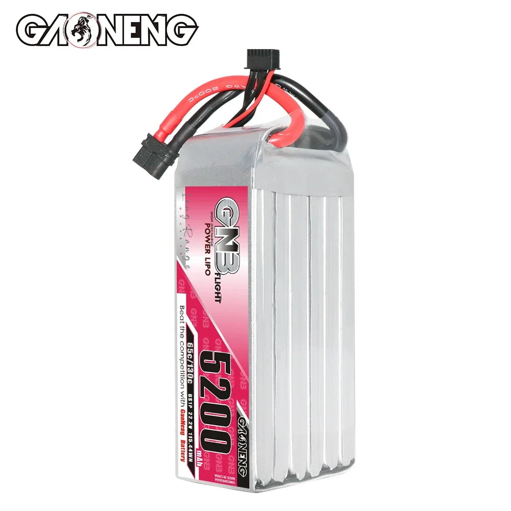 GAONENG GNB 5200mAh 6S1P 22.8V 65C Lipo Battery For X8 FPV 10inch Xclass FPV Drone 1/7 1/8 Scale Vehicles RC Car Boat UAV