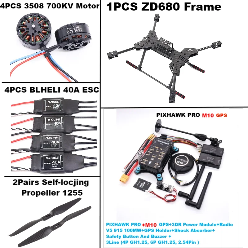 New ZD680 PRO M8N/M9N/M10 Full Carbon Fiber Hexa-Rotor Foldable Arm Hexacopter Frame Kit PIXHAWK with Unflodable Landing Gear