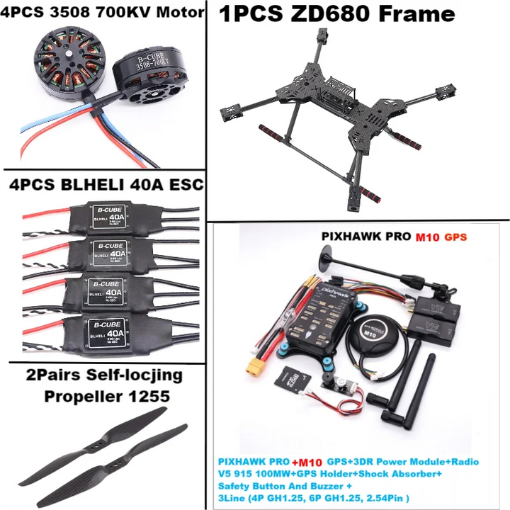 New ZD680 PRO M8N/M9N/M10 Full Carbon Fiber Hexa-Rotor Foldable Arm Hexacopter Frame Kit PIXHAWK with Unflodable Landing Gear