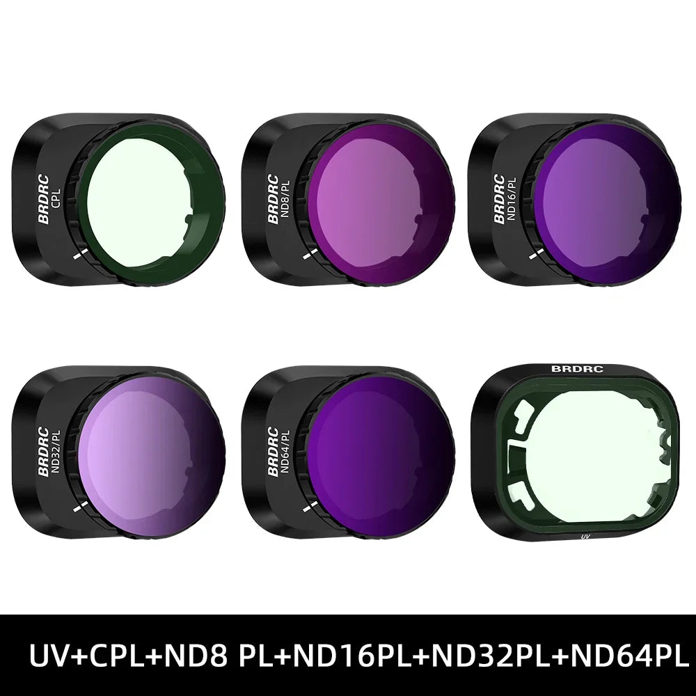 BRDRC Lens Filters for DJI Mini 4 Pro - UV CPL ND8/16/32/64 ND-PL Set