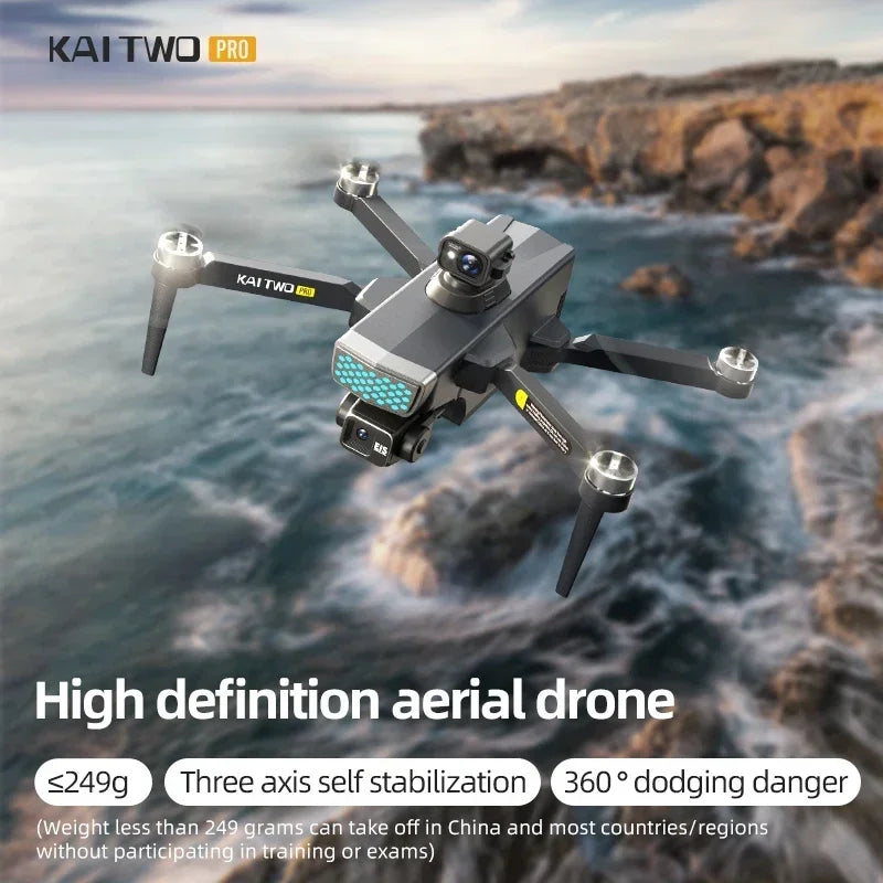 KAI TWO PRO GPS Drone 4K Professional 8K Three Axis Self Stabilization HD Camera 360° Obstacle Avoidance Brushless RC Quadcopter