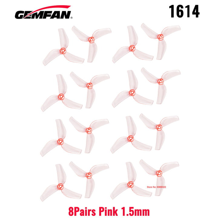 Gemfan 1614-3 40mm 3-Blade Micro Whoop Props 8 Pairs 1mm/1.5mm for 0802 Motors