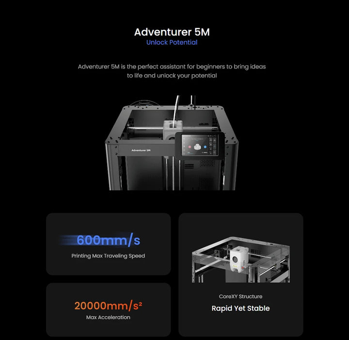 Flashforge Adventurer 5M 3D Printer | High Speed Auto-Leveling Direct Extruder