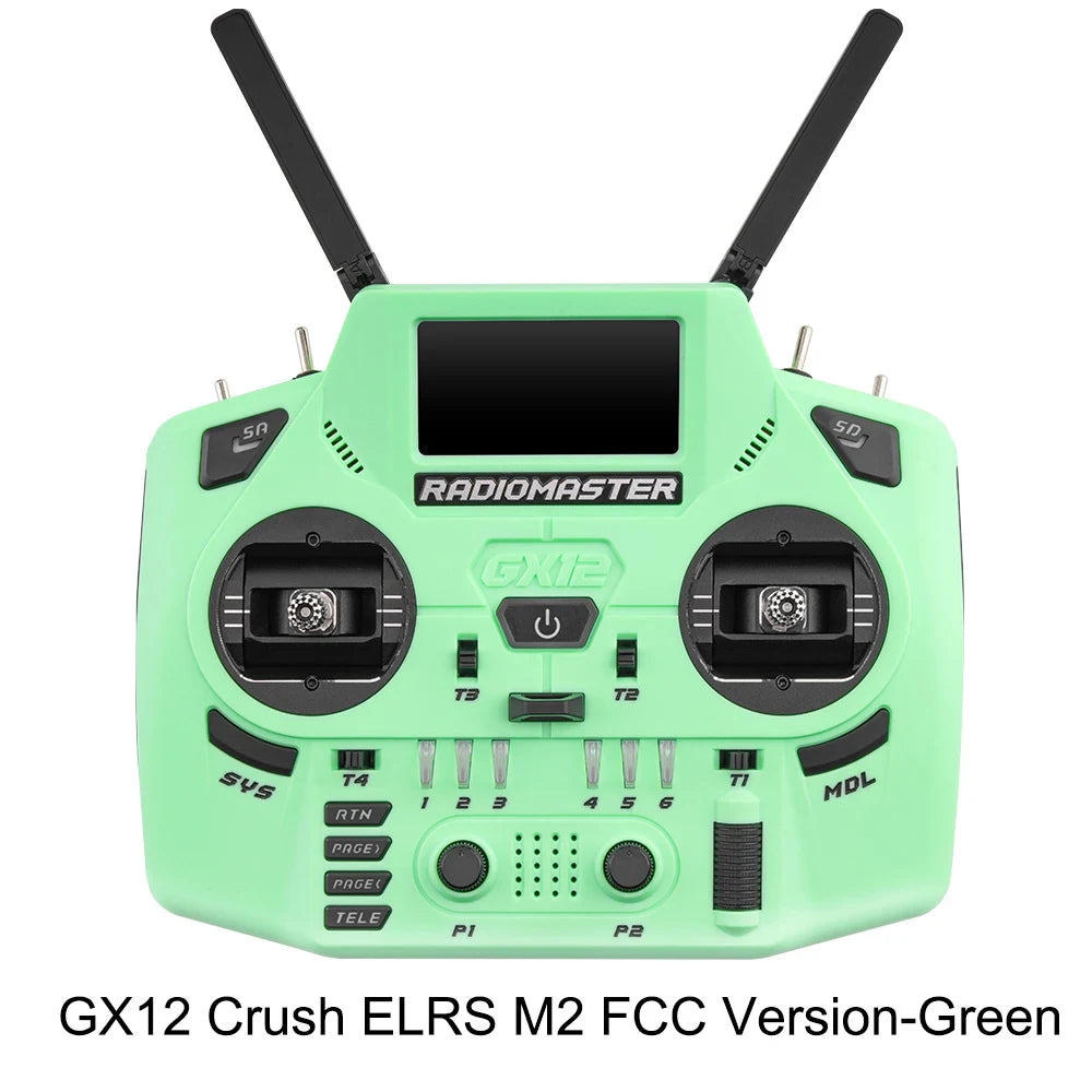 RadioMaster GX12 Crush Edition — Dual-Band ELRS Gemini-X, 1000Hz CNC Hall Gimbals, EdgeTX, 6 Colors, FCC