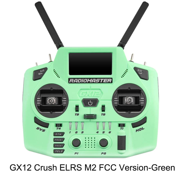 RadioMaster GX12 Crush Edition — Dual-Band ELRS Gemini-X, 1000Hz CNC Hall Gimbals, EdgeTX, 6 Colors, FCC