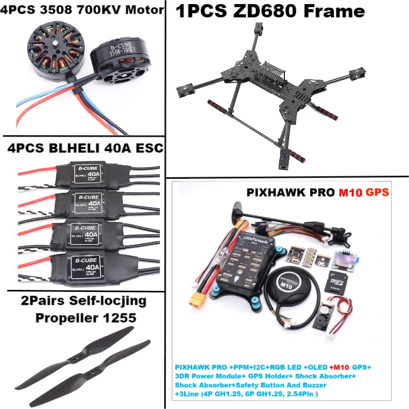 New ZD680 PRO M8N/M9N/M10 Full Carbon Fiber Hexa-Rotor Foldable Arm Hexacopter Frame Kit PIXHAWK with Unflodable Landing Gear