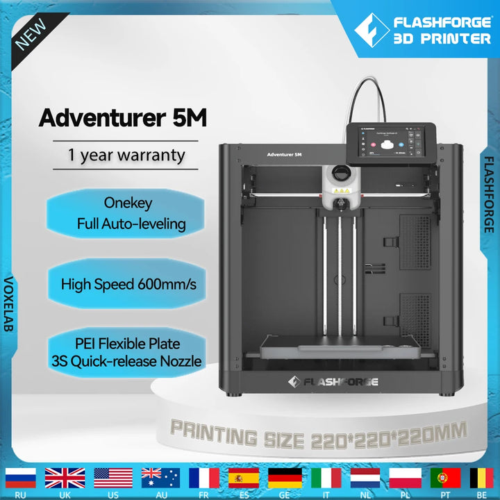 Flashforge Adventurer 5M 3D Printer | High Speed Auto-Leveling Direct Extruder