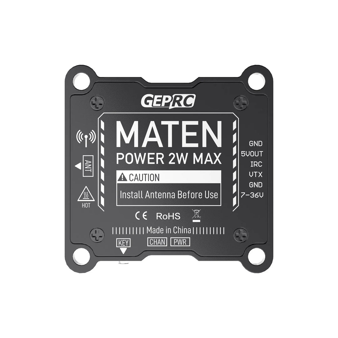 GEPRC MATEN 1.2G 2W VTX 25mW/400mW/800mW/2000mW/Pit mode Switchable Video Transmitter 1080MHz-1360MHz For Long Range RC Drone