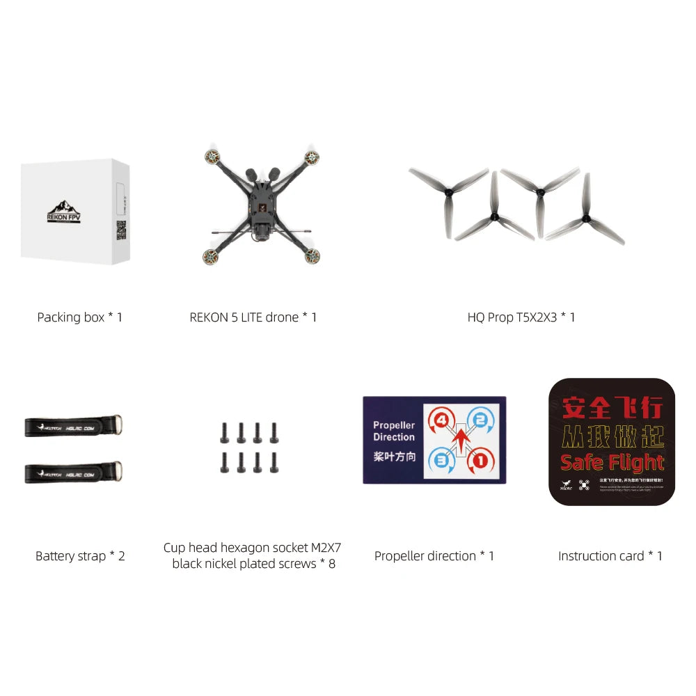 HGLRC Rekon 5 Lite 5" DJI O4 Air Unit Pro FPV Drone - F722 40A 1804 3500KV 4-6S