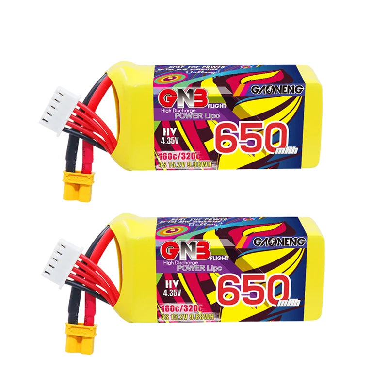 GNB 2S/3S/4S/6S/8S 160C LiPo Battery 2-Pack - 650/880/1100/1300/1400/1530/1630mAh XT60 FPV Racing Drone