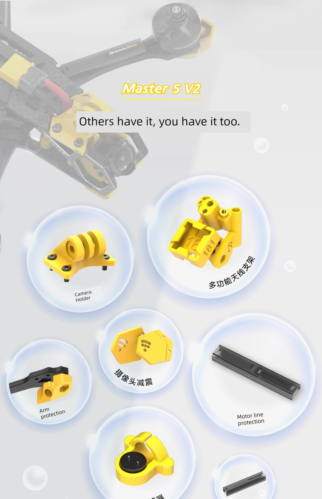 Speedybee Master5 V2 Crossing Machine DJI O3 Digital Unofficial Simulation Picture Transmission 5-Inch FPV Flower Fly