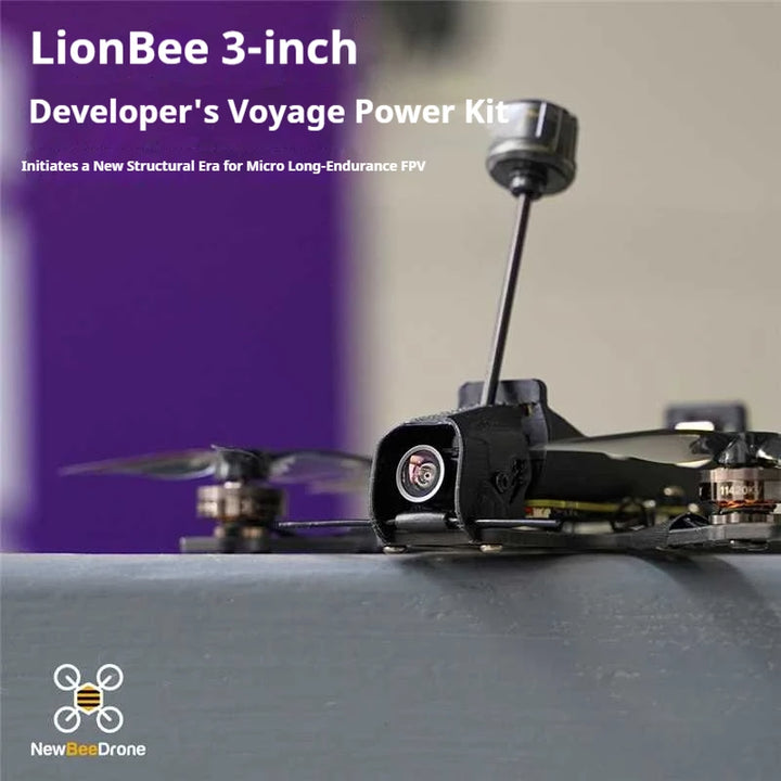 NewBeeDrone LionBee 3" Long-Range FPV Developer Kit — 1S 18650, AT32F435, ELRS 2.4G, 800mW VTX, M10Q GPS, 800TVL