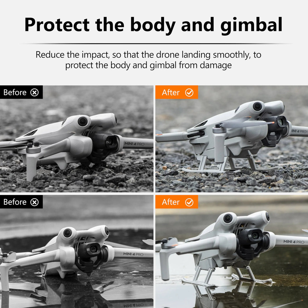 STARTRC Landing Gear for DJI Mini 4 Pro — Foldable, Quick-Release, 13g, ABS, 42mm Clearance, Slope Design, Sensor-Safe