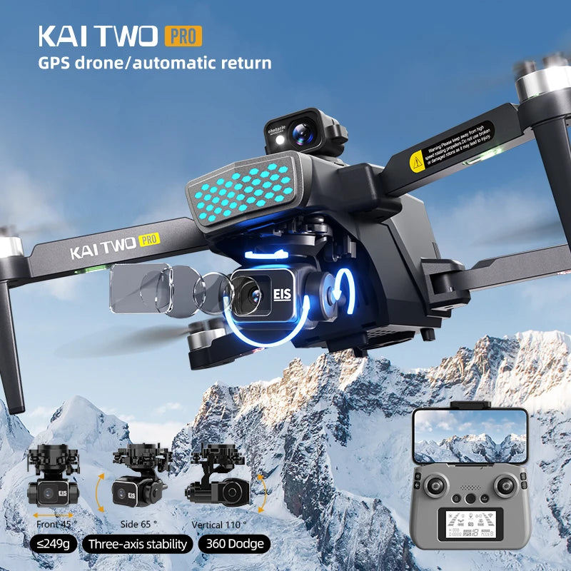 KAI2 Drone 3-Axis PTZ 4K HD Dual Camera GPS 5G WIFI RC FPV Dron Laser 360° Obstacle Avoidance Brushless Motor Quadcopter