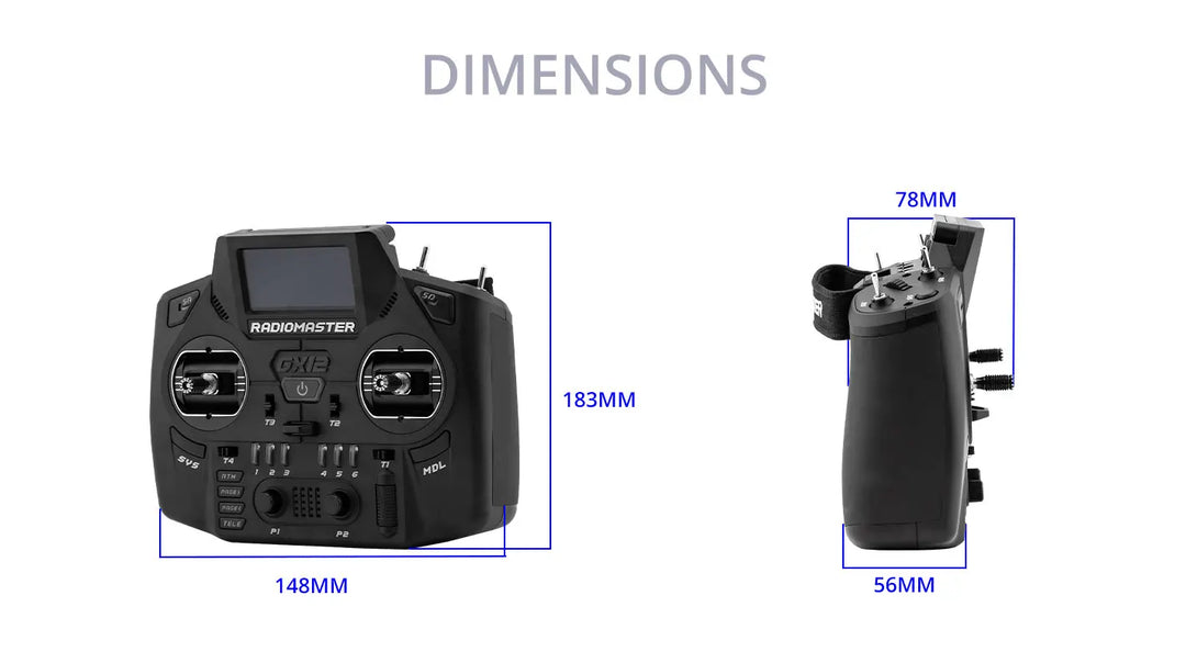RadioMaster GX12 RC Radio Controller — Dual-Band ELRS Gemini-X, 2.4GHz/900MHz, EdgeTX, CNC Hall Gimbals, FCC
