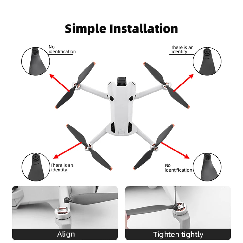 2 Pairs Mini Drone Propeller Replacement Accessories for DJI Mini 4 Pro TPU Drone Wing Blade Quick Release Spare Propeller Blade