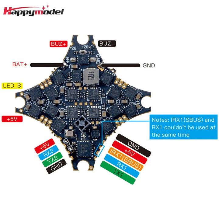 Happymodel SuperX HD ELRS 1-2S AIO Flight Controlelr Built-in 12A Blheli_S 4in1 ESC And UART Elrs Receiver For Digital Whoop