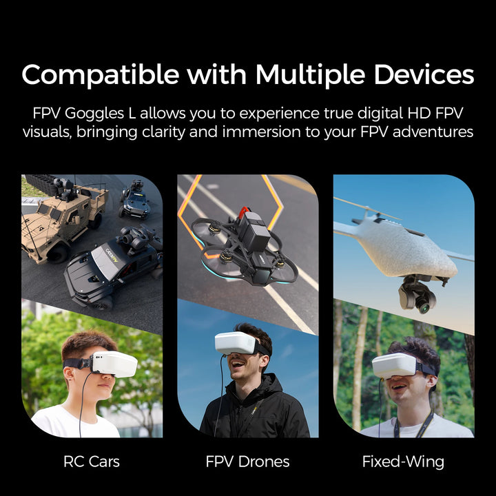 Caddx Walksnail Avatar HD FPV Goggles L 1920x1080 4.5 Inch 4km Distance Head Tracking for RC Cars FPV Drones Fixed-wing Gimbal