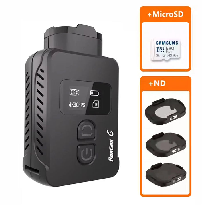 RunCam 6 — 4K 30fps FPV Action Camera, Sony IMX377 12MP, MP4, Micro SD, 19×19×27mm, 160° FOV, for FPV Drones